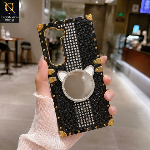 Infinix Hot 60 Pro Cover -  Black - New Glamorous Bling Phone Cover with Crystal Animal Design Ring Holder