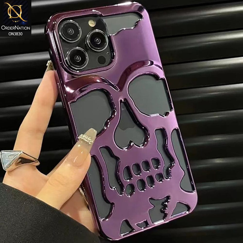 iPhone 14 Pro Cover - Purple -  Electroplating Hollow Shell Soft Borders Case