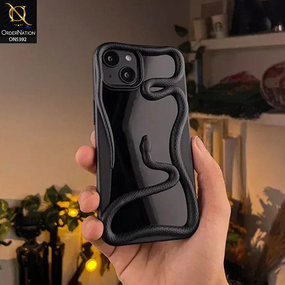 iPhone 13 Cover - Black -  New 3D Olige Hollow Shiny Plating Heat Dissipation Soft Case