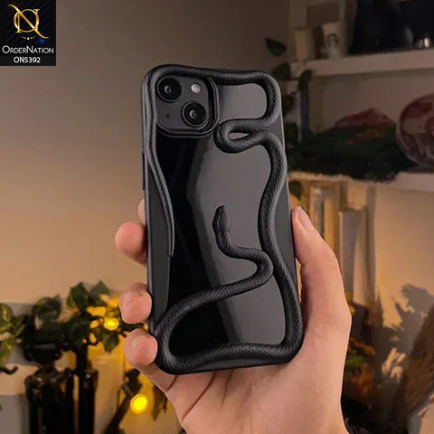 iPhone 13 Cover - Black -  New 3D Olige Hollow Shiny Plating Heat Dissipation Soft Case