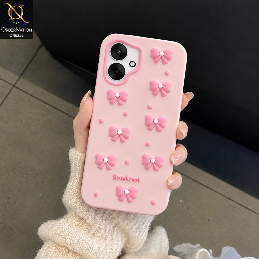 Xiaomi Redmi 13C Cover - Pink - 3D Bowknot Flower Phone Case – Cute Bow & Floral Design Protective Cover