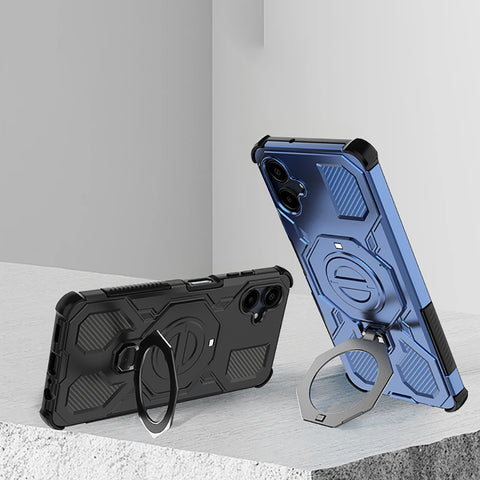 Samsung Galaxy A06 Cover - Blue -  MagSafe Compatible Case with Kickstand Ring Holder TPU Shockproof