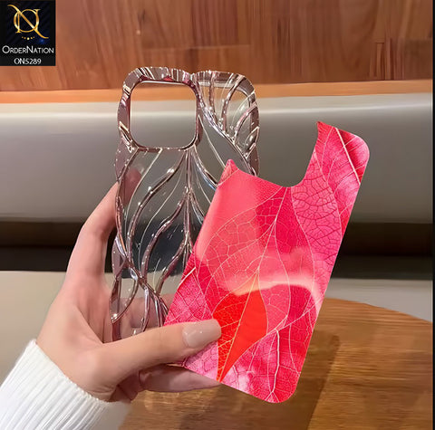 iPhone 16 Pro Max Cover - Sea Green - Luxury 3D Colorful Maple Leaf Electroplatiang Wavy Soft Border Case