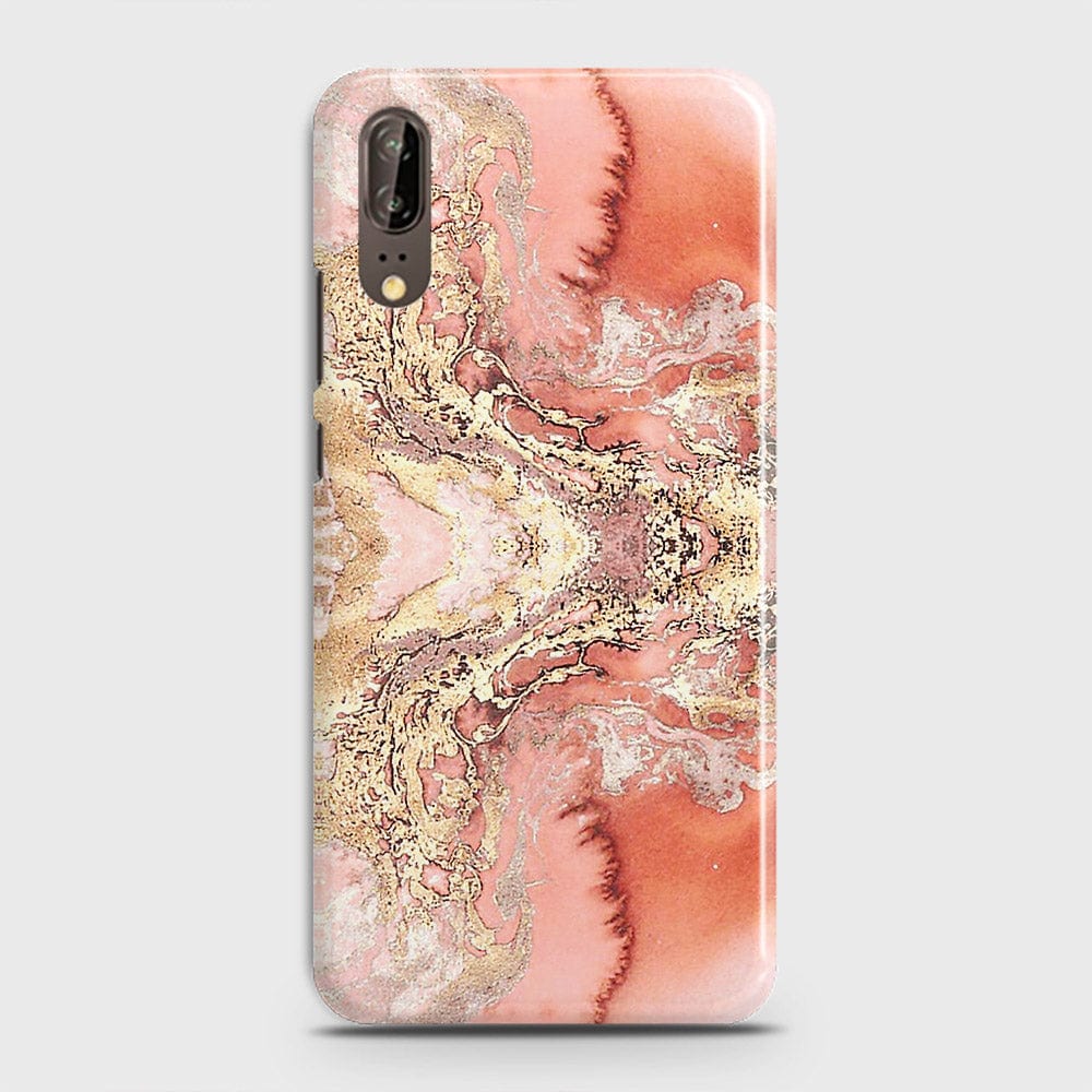 Huawei P20 Cover - Trendy Chic Rose Gold Marble Printed Hard Case with Life Time Colors Guarantee(B47) ( Fast Delivery )
