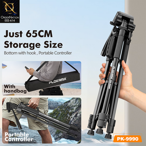 PLOKAMA PK-9990 180cm (71-Inch) Camera Tripod with 360° Head, Phone Holder & Remote Control