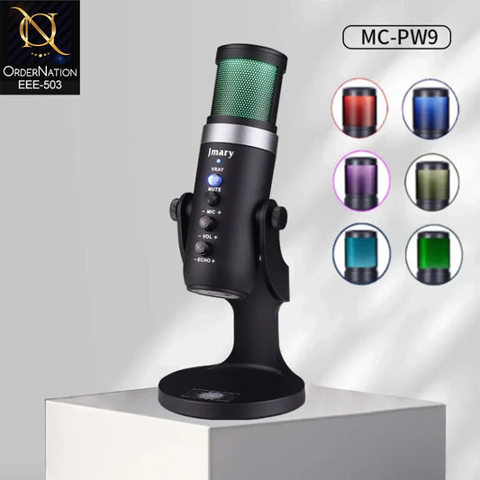 Jmary MC-PW9 USB RGB Professional Condenser Microphone for Podcast, Gaming & Streaming