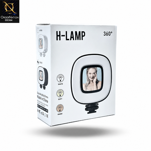 H Lamp Rechargeable Mini 360° Selfie Light with Mirror – Portable LED Fill Light for Tripod, Selfie Stick, Photography & Vlogging