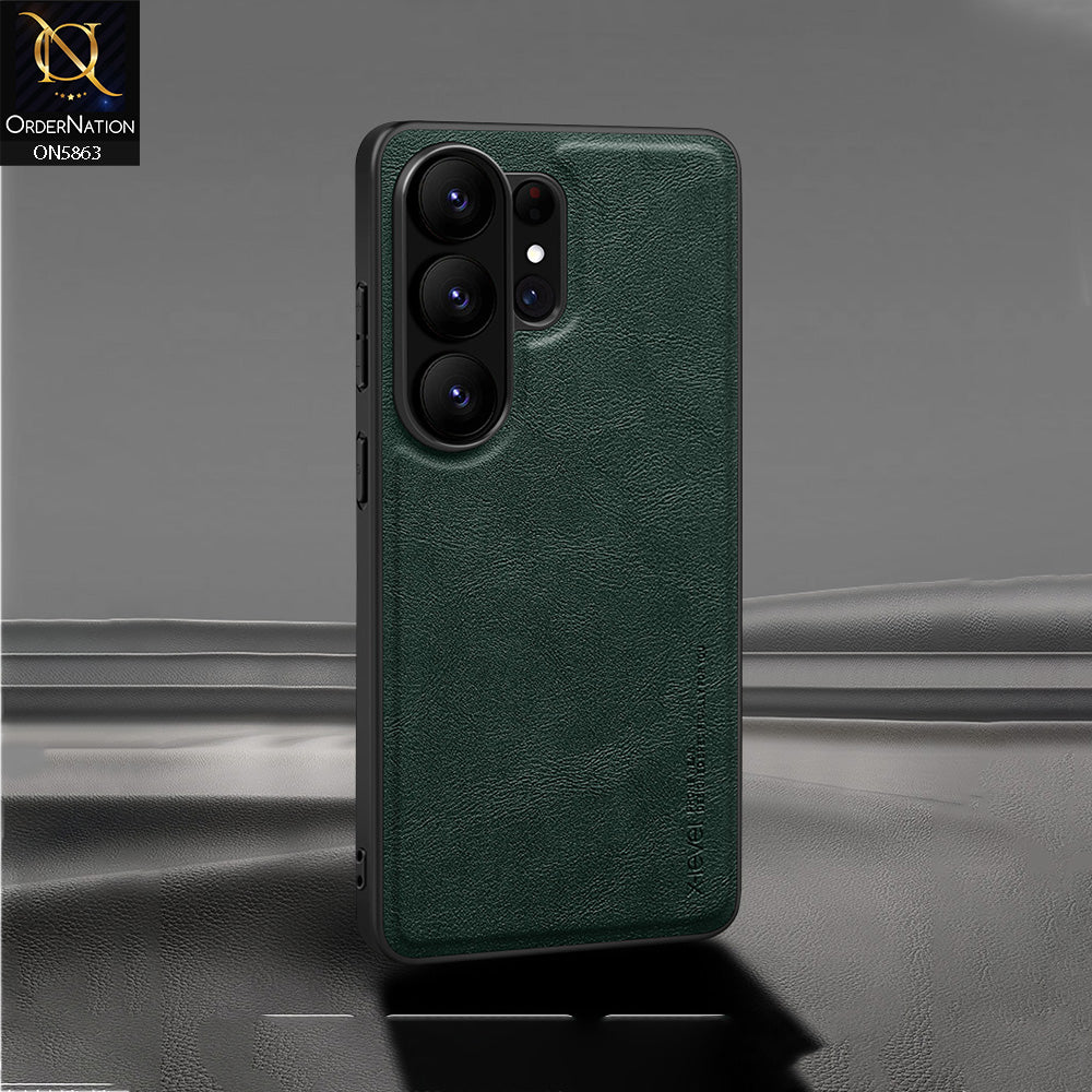 Samsung Galaxy S26 Ultra Cover - Green - New X-LEVEL- Earl III Series - Case Business Plain Leather Anti-drop Non-slip Slim Case