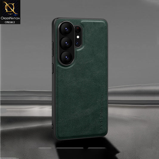 Samsung Galaxy S26 Ultra Cover - Green - New X-LEVEL- Earl III Series - Case Business Plain Leather Anti-drop Non-slip Slim Case