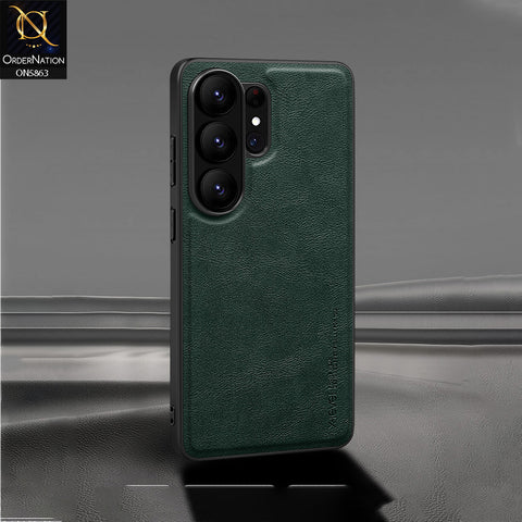 Samsung Galaxy S26 Ultra Cover - Green - New X-LEVEL- Earl III Series - Case Business Plain Leather Anti-drop Non-slip Slim Case