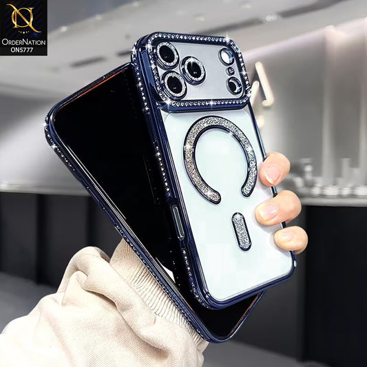 iPhone 18 Pro Max Cover - Blue - New Diamond Blingy Magsafe Clear Case