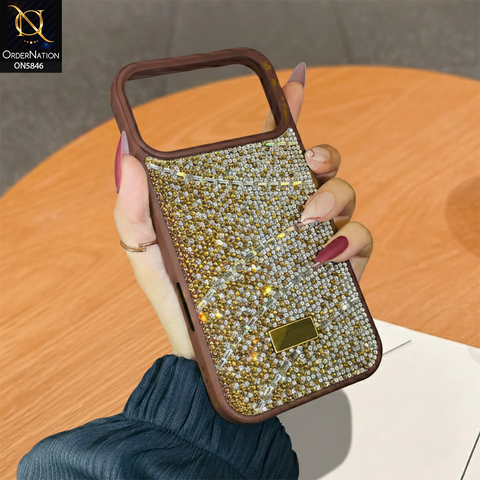 iPhone 17 Pro Max Cover - Brown - New Luxury Bling Rhinestones Diamond Shiny Glitter Soft TPU Case