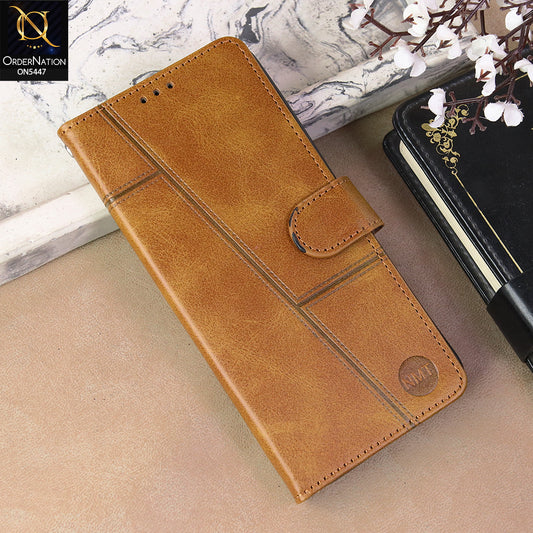 Realme C85 Cover - Light Brown  - Premium Leather Megantic Flip Book Covers With Card Holding Option