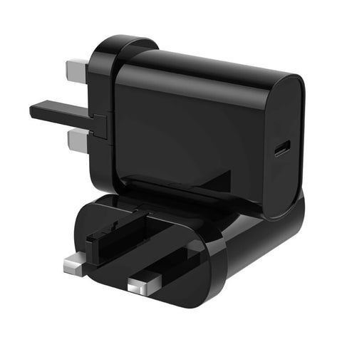 WIWU WI-U001 QUICK SERIES 20W FAST CHARGER WITH C TO LIGHTNING CABLE - UK - BLACK