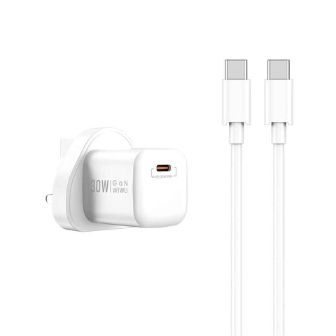 WIWU WI-U006 NANO 30W FAST CHARGER WITH C TO C CABLE - UK - White