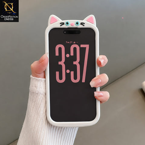 iPhone 16 Cover - Grey - Cute Bow 3D Tail Silicone Phone Case with Ear Details