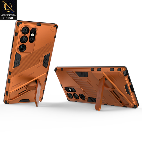 Samsung Galaxy S22 Ultra Cover - Orange - New Ultra Punk TPU Shockproof Phone Case with Kickstand And Camera Protection