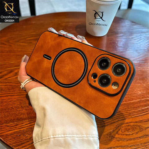 iPhone 11 Pro Cover - Dark Brown - New Luxury Matte Leather Magnetic MagSafe Wireless Charging Soft Case