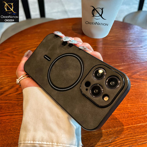 iPhone 13 Cover - Black - New Luxury Matte Leather Magnetic MagSafe Wireless Charging Soft Case