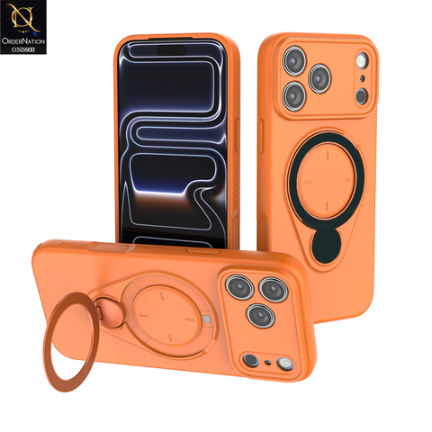 iPhone 17 Pro Cover - Orange - MagSafe Compatible Case with Foldable Kickstand