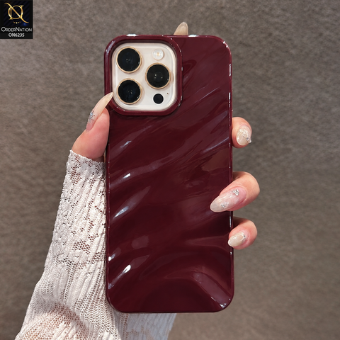 iPhone 16 Pro Max Cover - Maroon - Premium Glossy Protective Phone Case with Raised Camera Protection and Stylish Wave Design