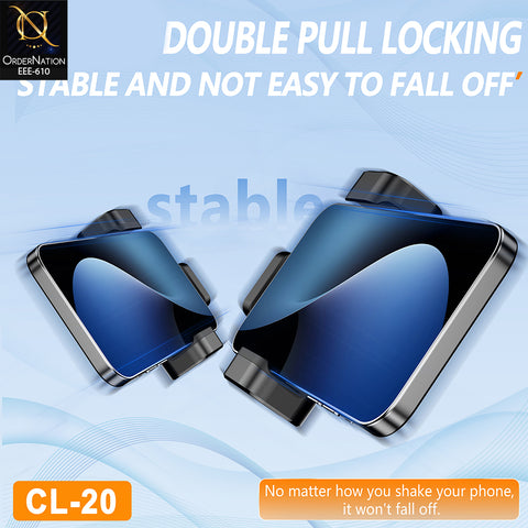 PLOKAMA CL-20 Double Pull Rotary Mobile Phone Clip 55-115mm 360° Rotation 180° Tilt 1/4″ Universal Tripod Mount