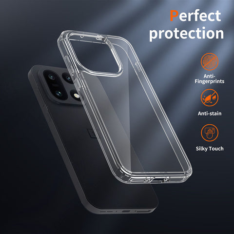 OnePlus 15 Cover  - ONation Crystal Series - Premium Quality Clear Case No Yellowing Back With Smart Shockproof Cushions