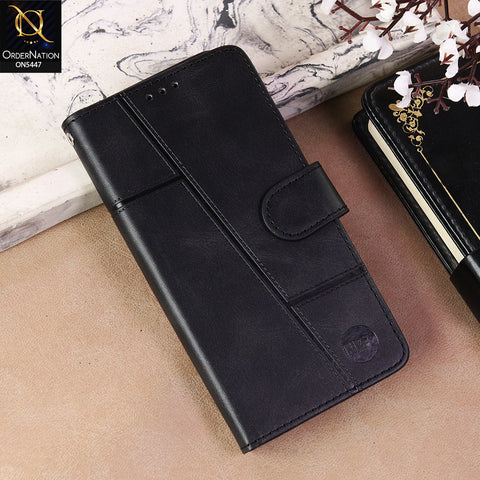 Oppo Reno 15 China Cover - Black  - Premium Leather Megantic Flip Book Covers With Card Holding Option