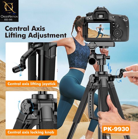 PLOKAMA PK-9930 150CM Camera Tripod Stand | Adjustable Phone Holder, Remote Control & Carry Bag for DSLR, Camcorder & Smartphone