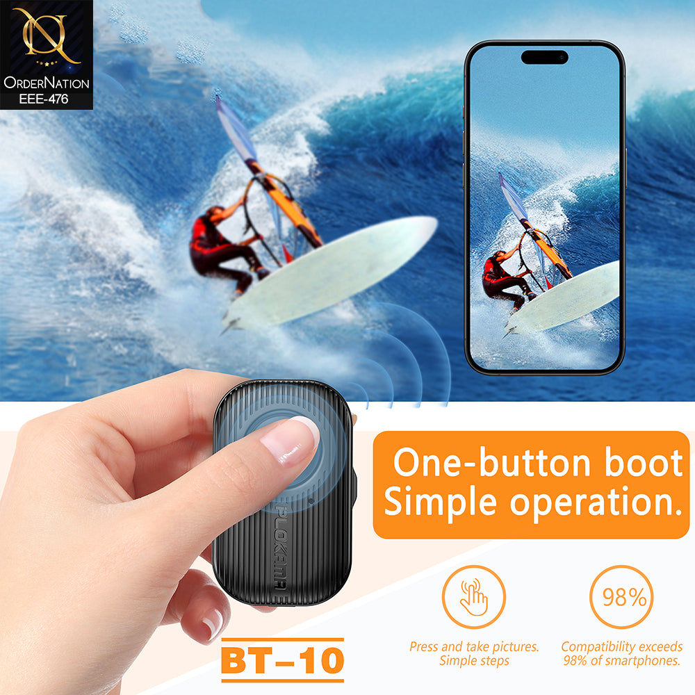 Plokama BT-10 Wireless Bluetooth Camera Remote Shutter for Smartphones – 10M Selfie Clicker