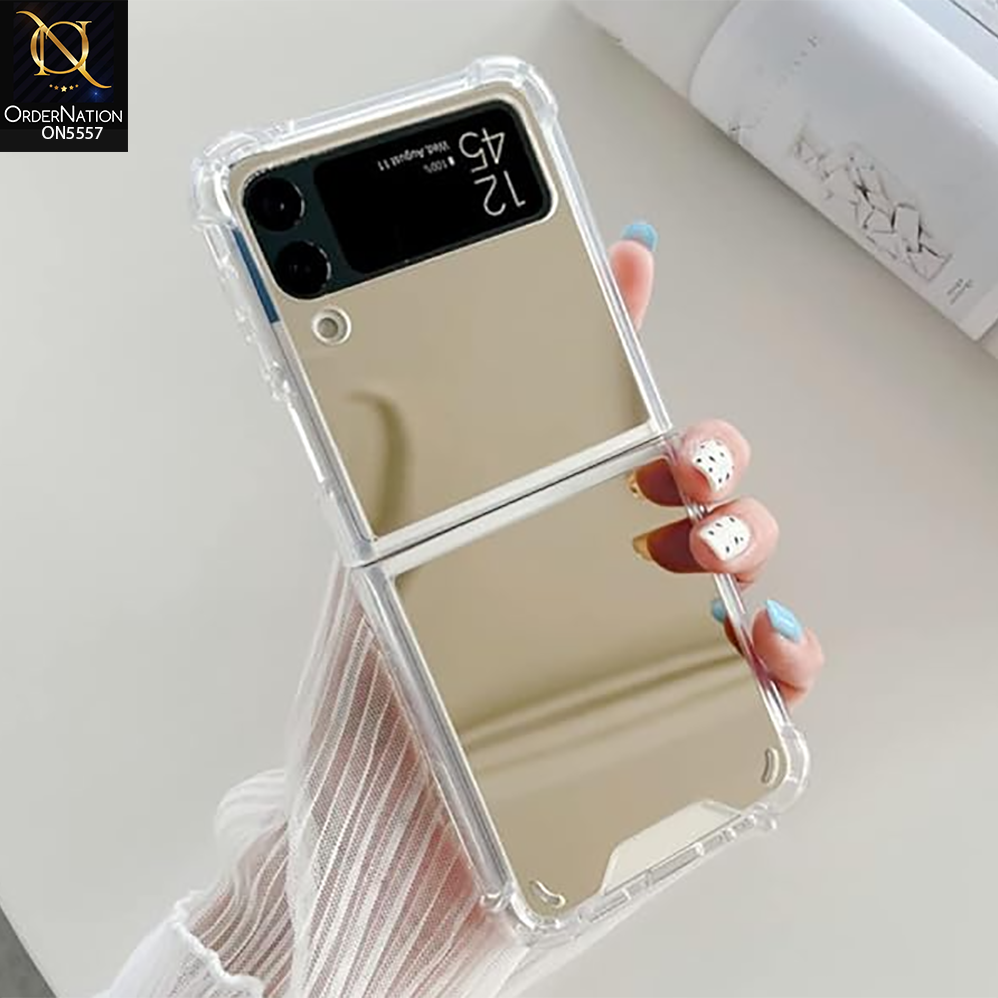 Samsung Galaxy Z Flip 4 5G Cover - Gold - Elegant Ultra Thin Mirror Shockproof Mirror Case
