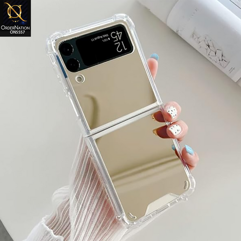 Samsung Galaxy Z Flip 4 5G Cover - Gold - Elegant Ultra Thin Mirror Shockproof Mirror Case