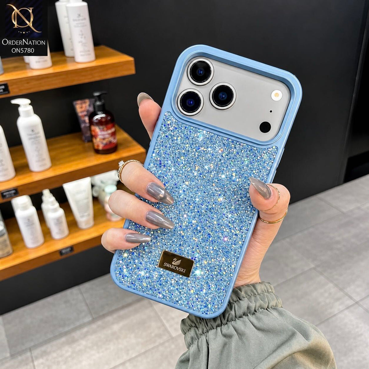 iPhone 18 Pro Max Cover - Sky Blue - Luxury Bling Rhinestones Diamond shiny Glitter Soft TPU Case