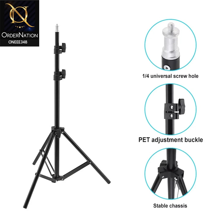 210CM SELFIE RING LIGHT PORTABLE TRIPOD- Black