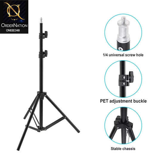 210CM SELFIE RING LIGHT PORTABLE TRIPOD- Black