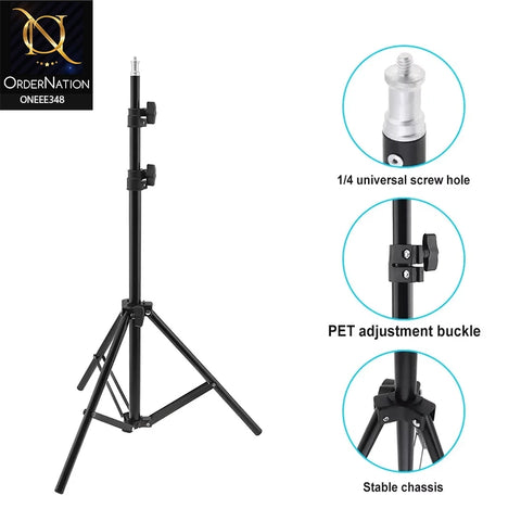 210CM SELFIE RING LIGHT PORTABLE TRIPOD- Black