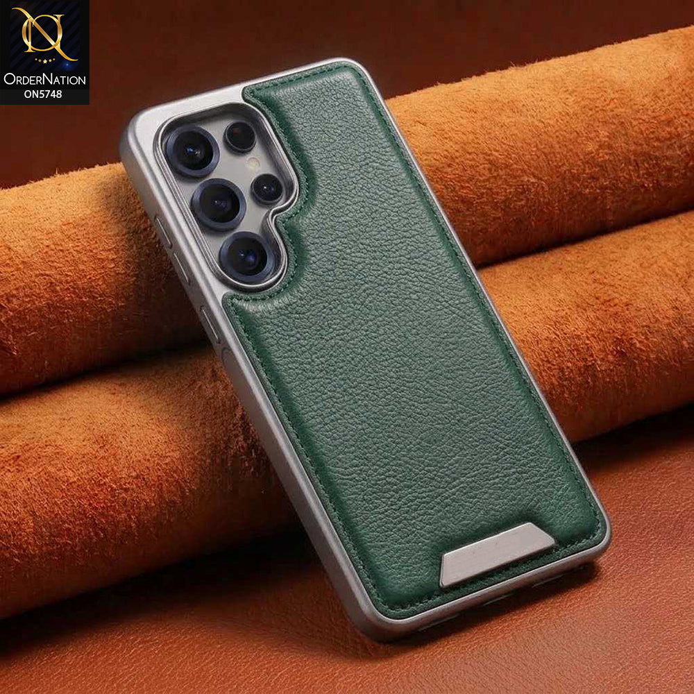 Samsung Galaxy S25 Ultra Cover -  Green - New Premium RimbMax High Quality Leather  Case