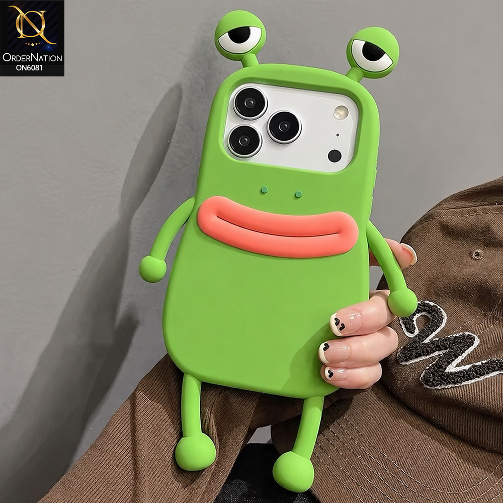 iPhone 17 Pro Max Cover - Green - Playful Big Lips Animated Character Shockproof Mobile Case
