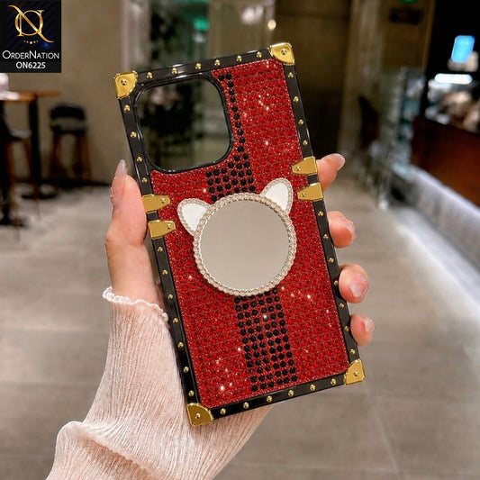 iPhone 14 Pro Max Cover -  Red - New Glamorous Bling Phone Cover with Crystal Animal Design Ring Holder