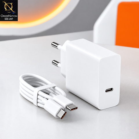 120W GaN USB-C Fast Charger Power Adapter with Type-C Cable – EU Plug Wall Charger for Smartphones, Tablets & Laptops