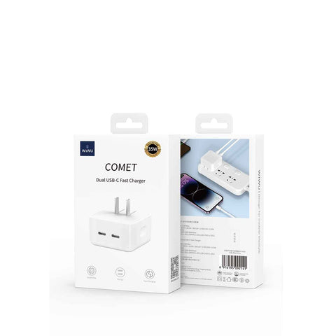 WIWU WI-U010 COMET SERIES 35W DUAB USBC FAST CHARGER - Uk - White