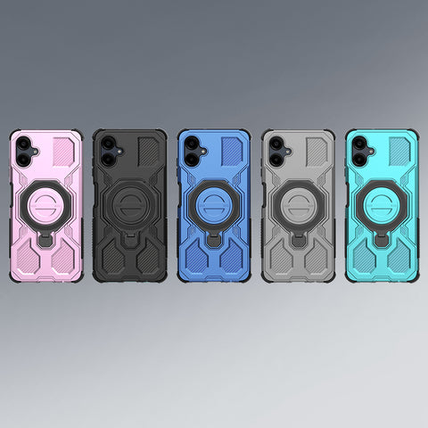 Samsung Galaxy A06 Cover - Blue -  MagSafe Compatible Case with Kickstand Ring Holder TPU Shockproof