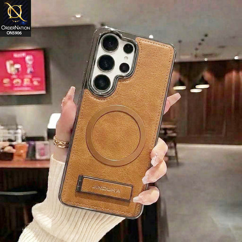 Samsung Galaxy S26 Ultra Cover - Brown - JINDUKA - New High Grade Quality Leather Textured Case with Magnetic and Kickstand