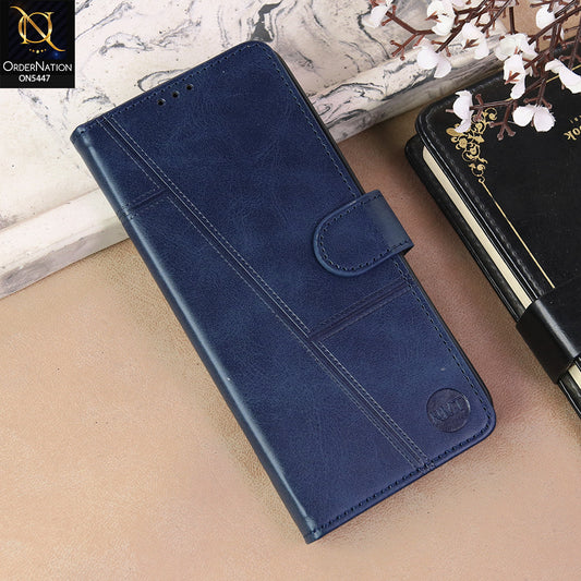Realme C85 Cover - Blue  - Premium Leather Megantic Flip Book Covers With Card Holding Option