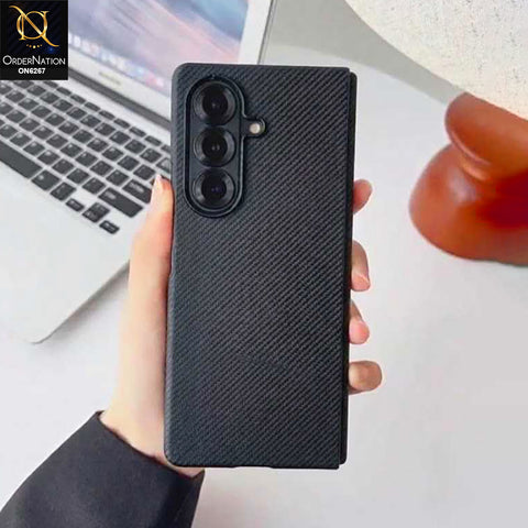 Samsung Galaxy Z Fold 7 Cover - Black - Textured Protective Phone Case – Slim Fit Leather-Style Cover