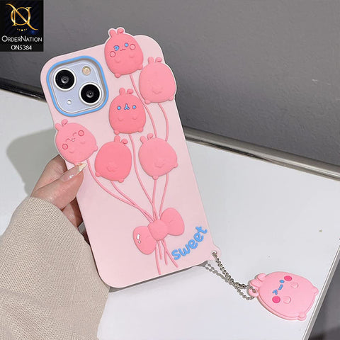 iPhone 15 Cover - Pink - 3D Cute Kawaii Sweet Cartoon Soft Case