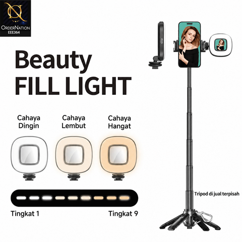 H Lamp Rechargeable Mini 360° Selfie Light with Mirror – Portable LED Fill Light for Tripod, Selfie Stick, Photography & Vlogging