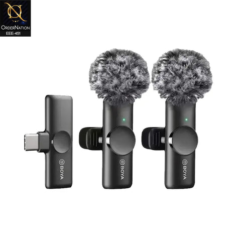BOYA BY-MW12 Wireless Live Microphone for Vlogging, Streaming & Content Creation With Type C & Lightning Adapter
