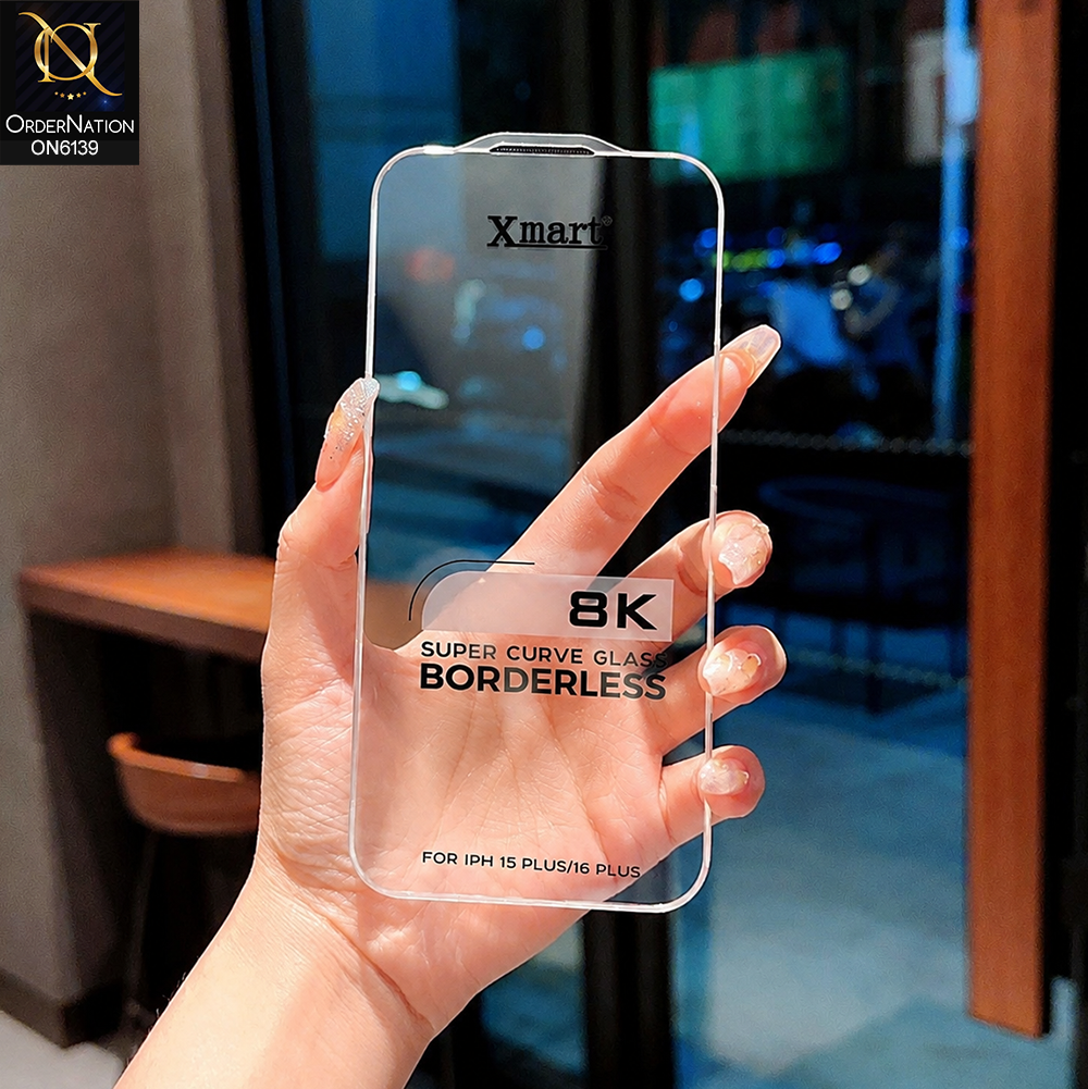 iPhone 15 Plus Protector - Transparent - Xmart 8K Tempered Glass Anti Static Screen Protector With Curved Clear Screen Film