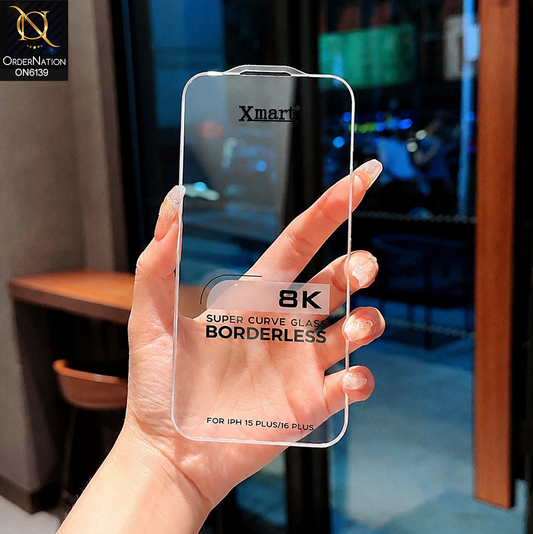 iPhone 16 Plus Protector - Transparent - Xmart 8K Tempered Glass Anti Static Screen Protector With Curved Clear Screen Film